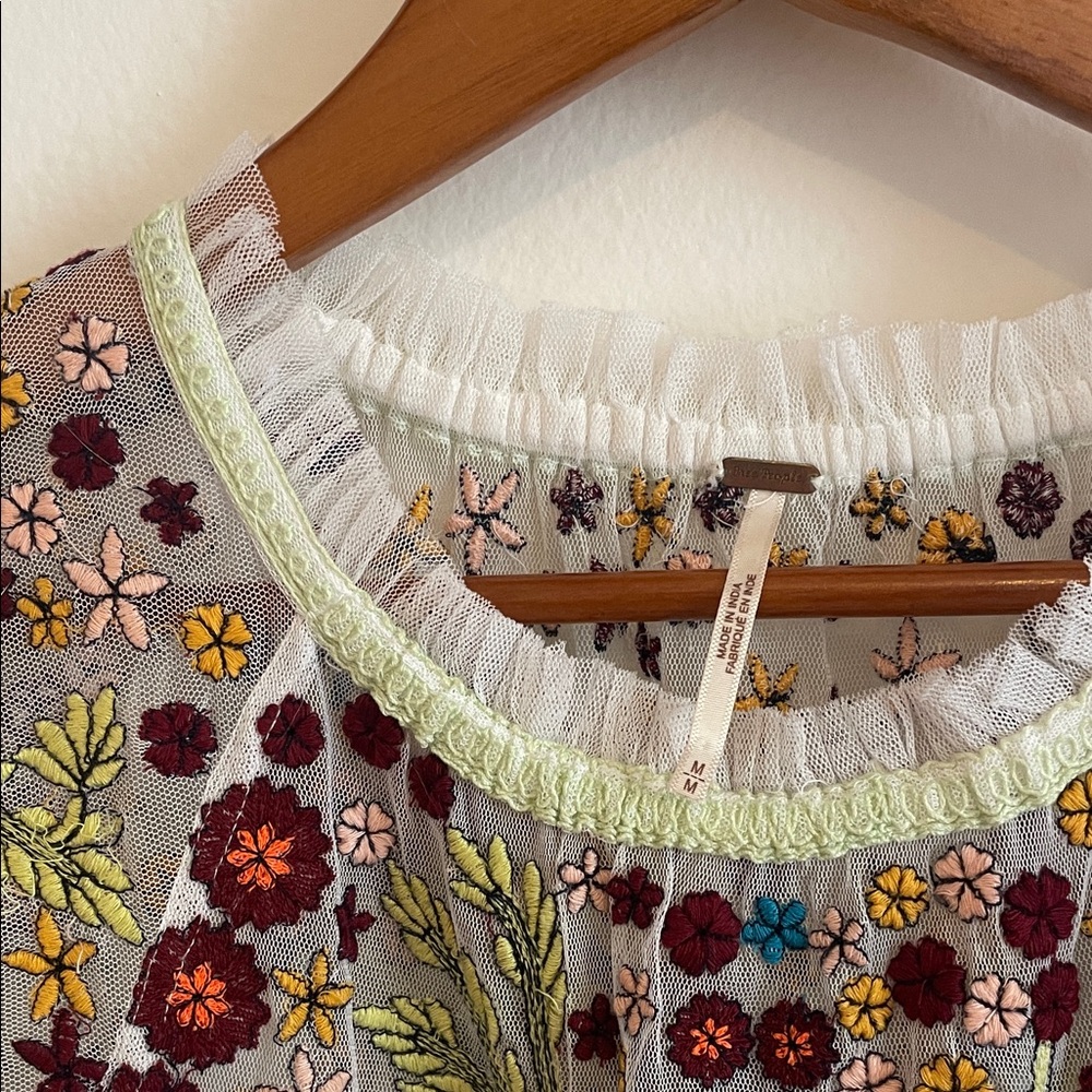 Free People Embroidered Floral White Top - Picture 2 of 5